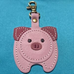 Portland Leather Pig Purse Charm Farm Animal Clara Pig Farm Keychain NWT